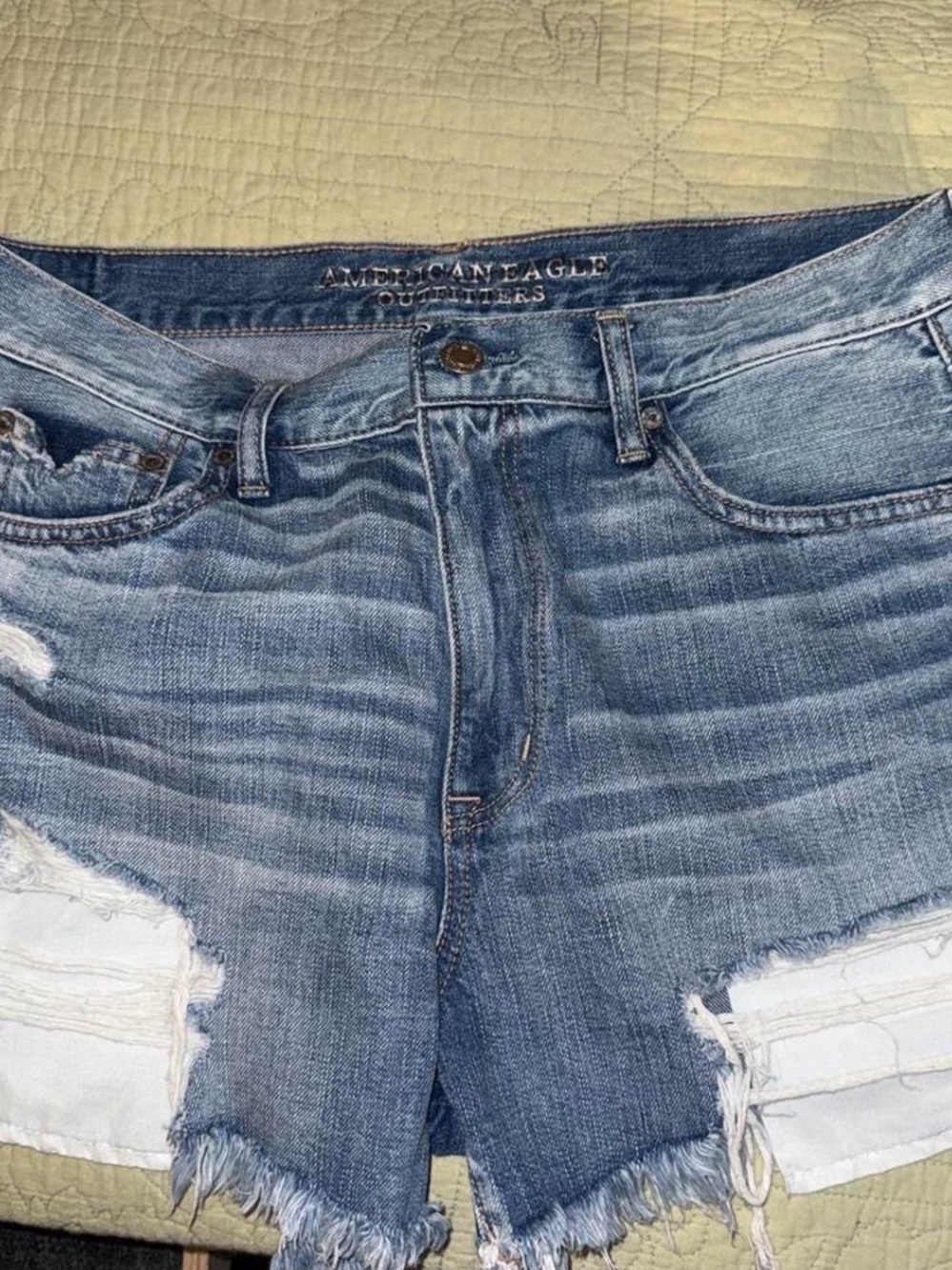 American Eagle Outfitters Light Blue Distressed Denim Shorts
